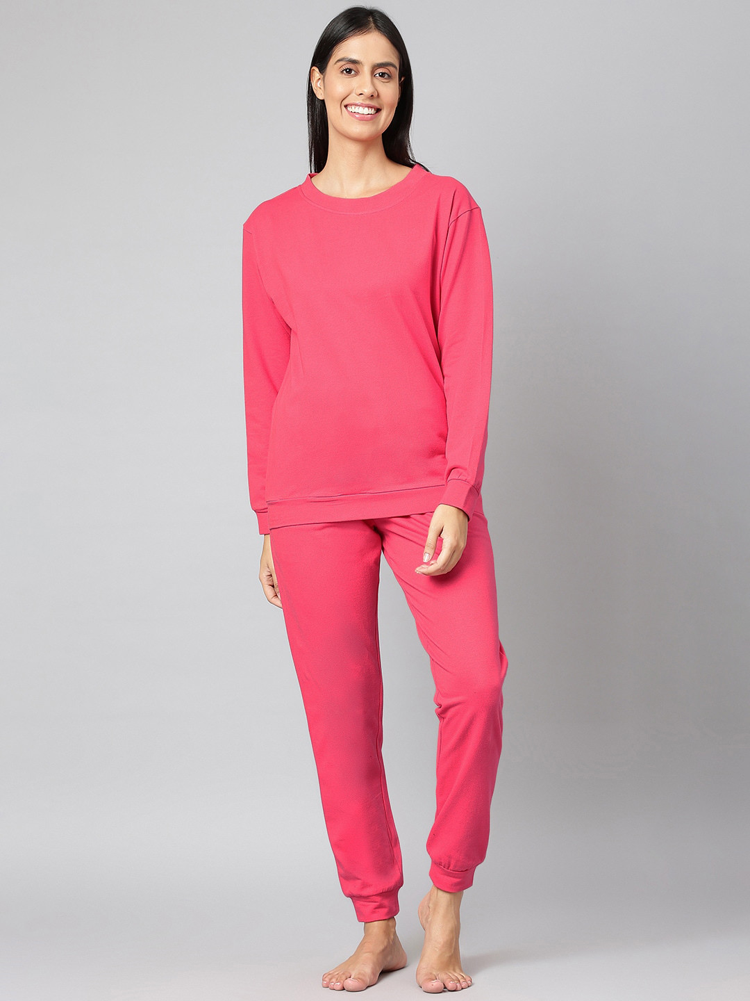 FINSBURY LONDON Women Pink Solid Loungewear Co-Ords