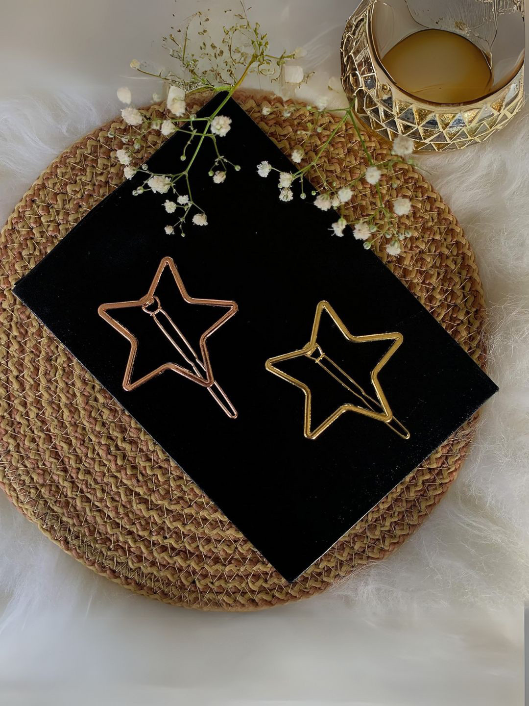 I Jewels Set of 2 Gold-Toned Star Shaped Hair Pins