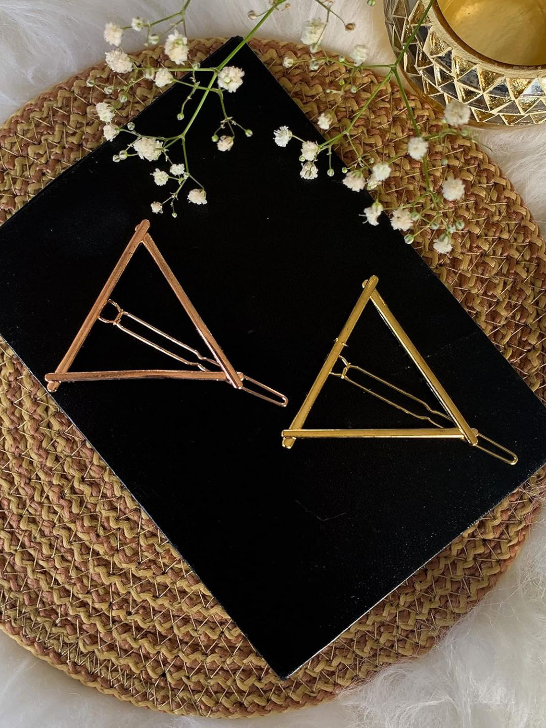 I Jewels Set of 2 Gold-Toned Triangular Hair Pins