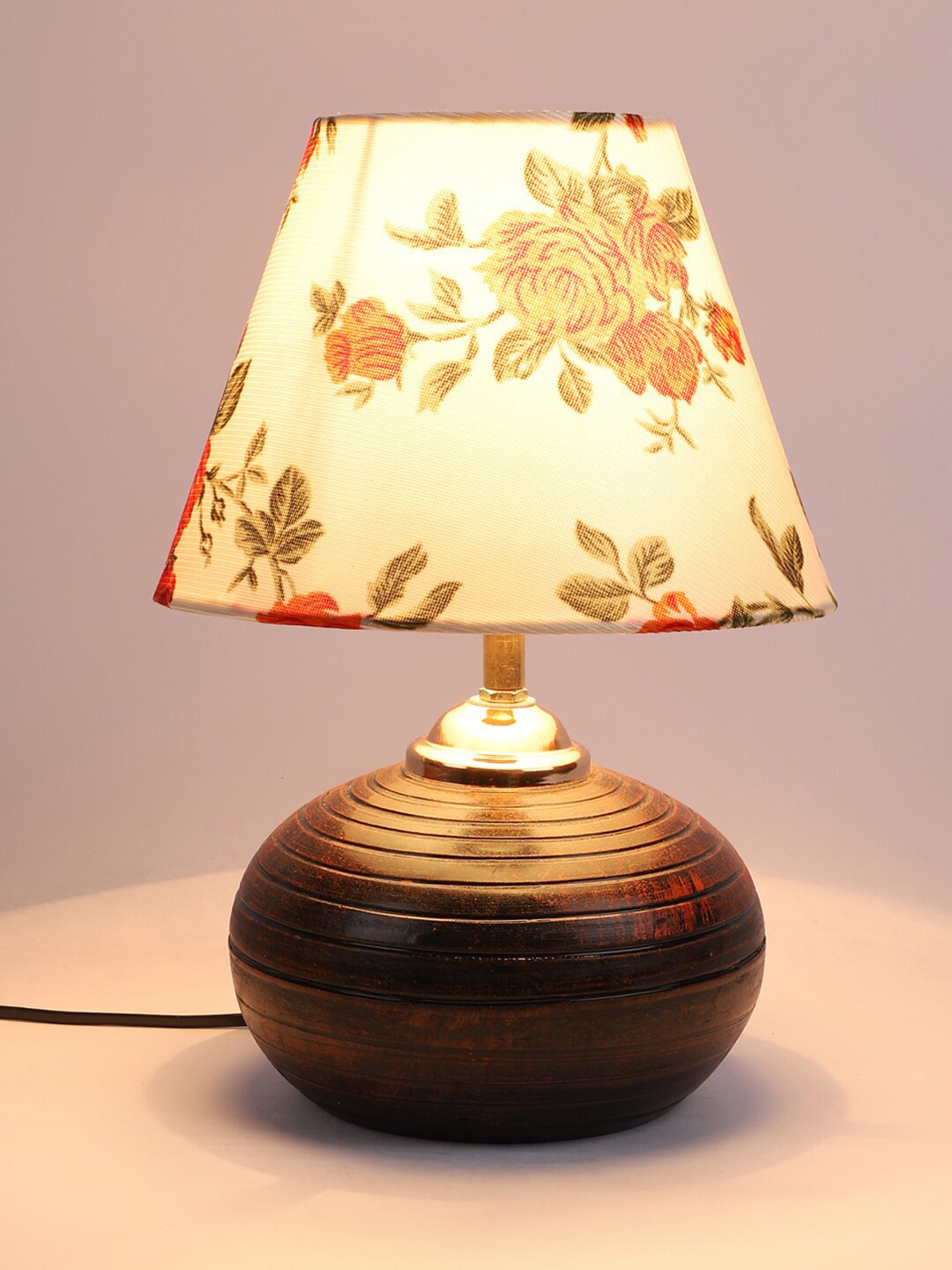 foziq Brown & White Printed Table Lamps