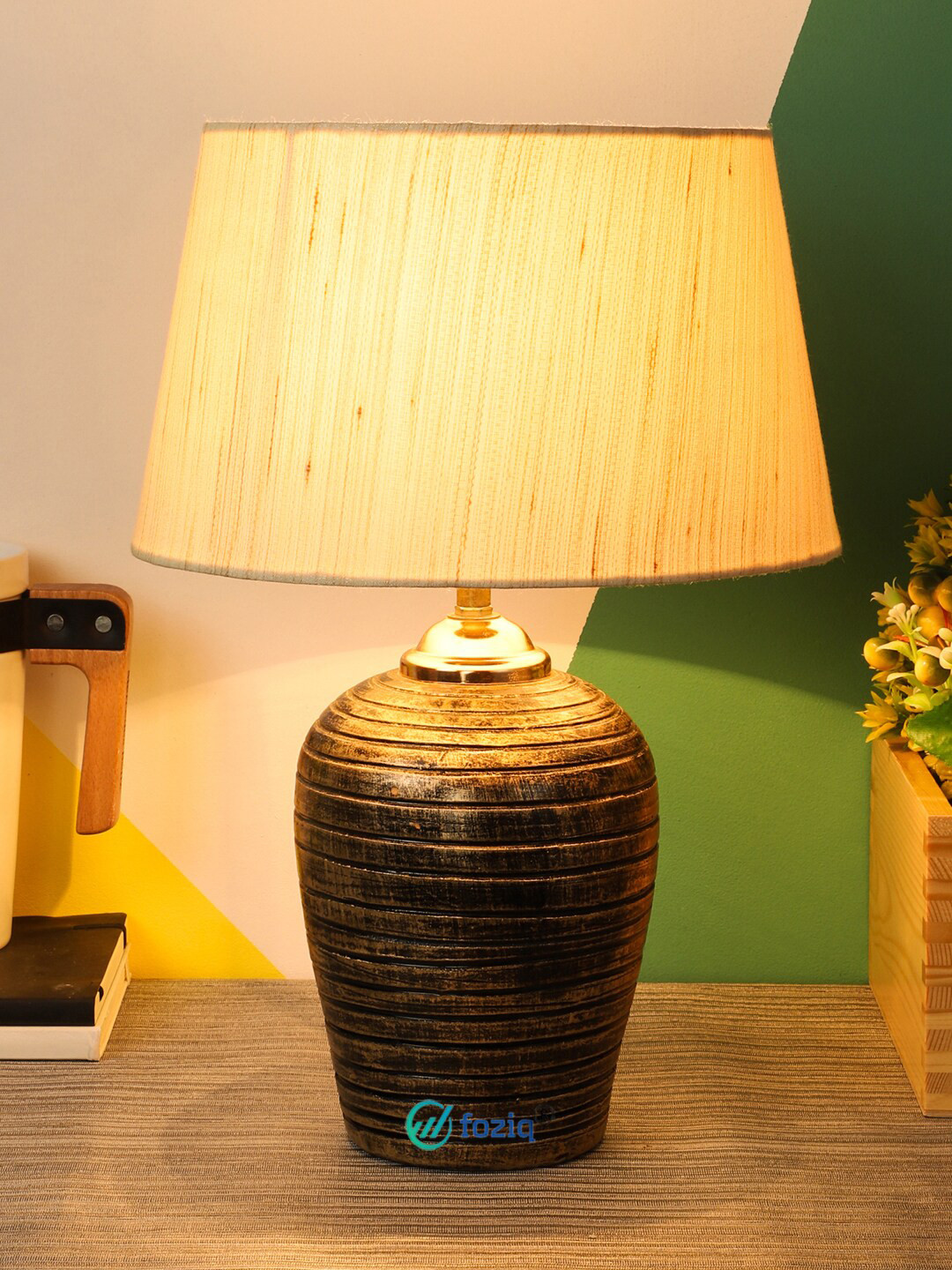 foziq Gold-Toned Terracotta Crafted Table Lamp