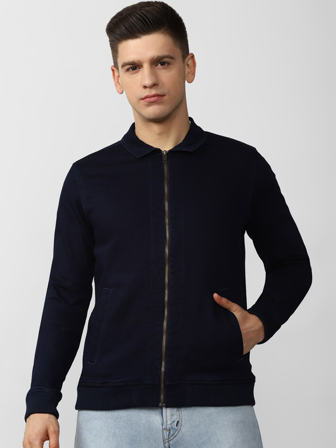 VAN HEUSEN DENIM LABS Men Navy Blue Sporty Jacket