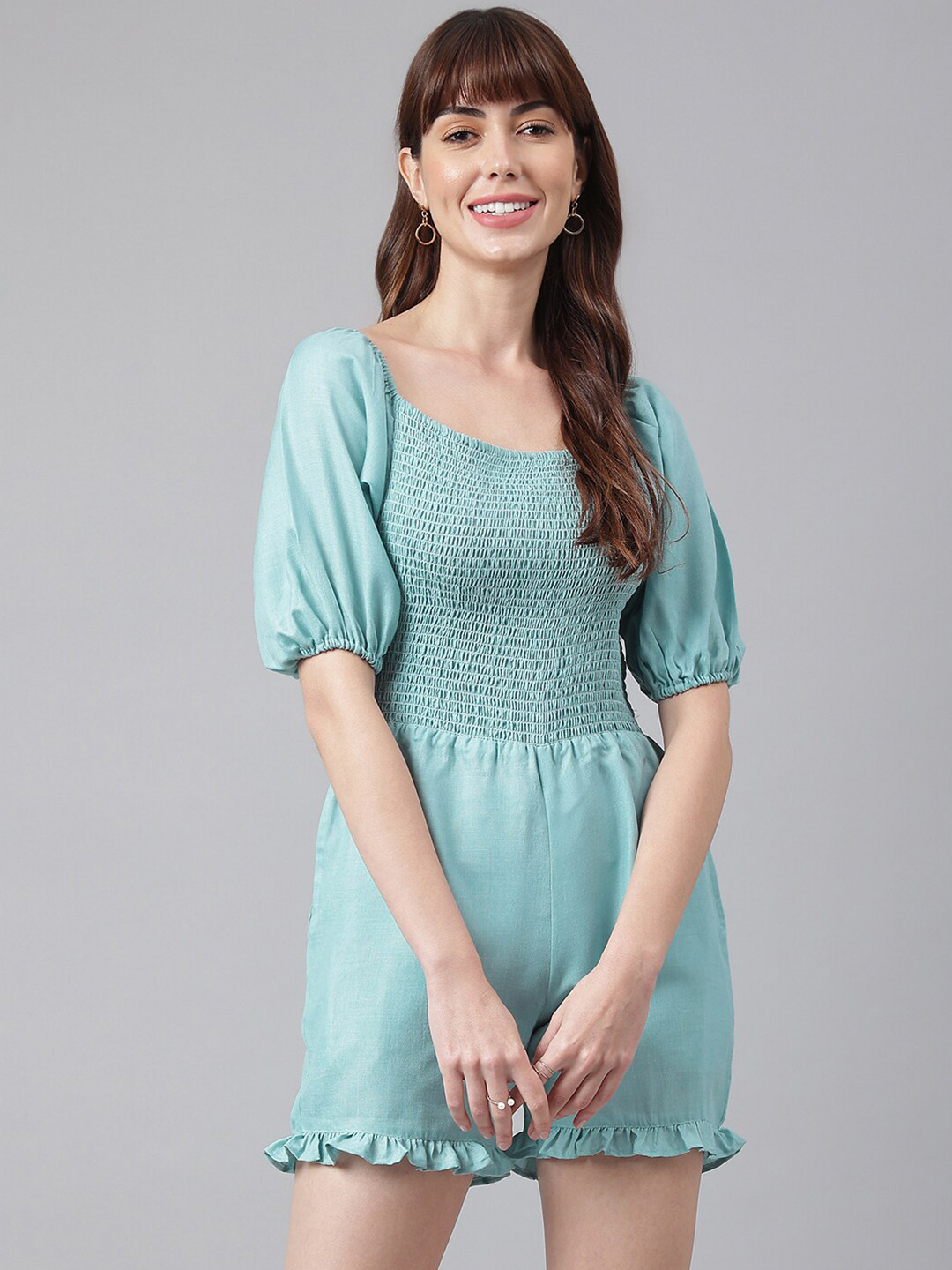 FLAMBOYANT Green Solid Jumpsuit