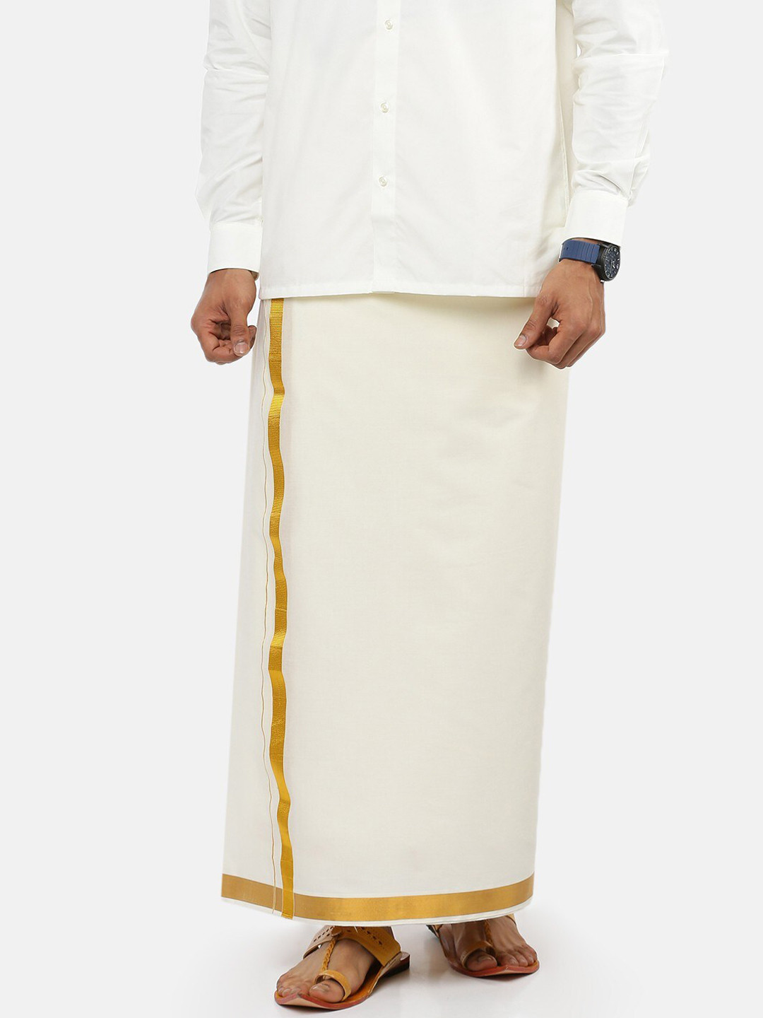 Ramraj Men White Solid Pure Cotton Dhotis