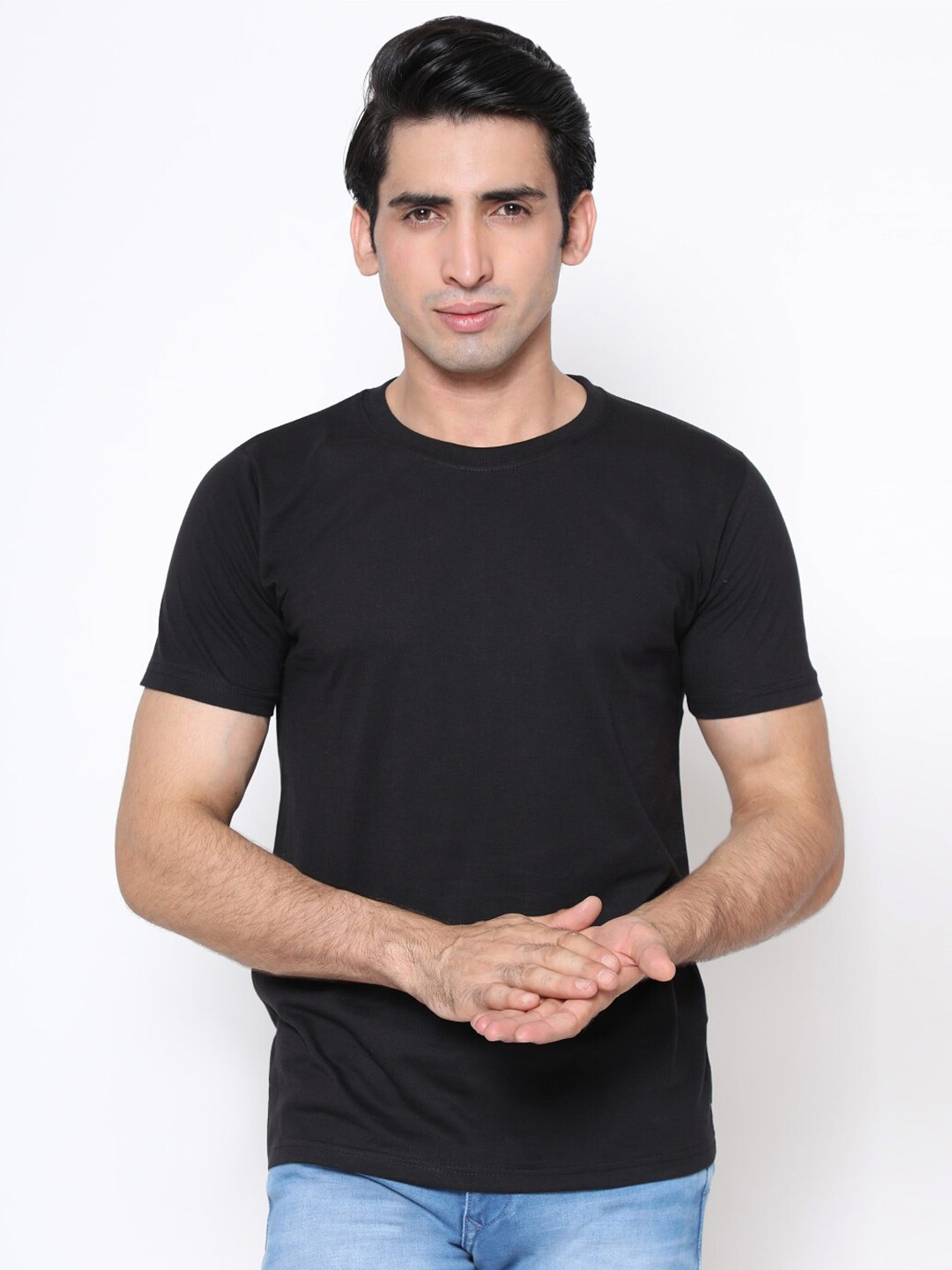 TEEMOODS Men Black T-shirt