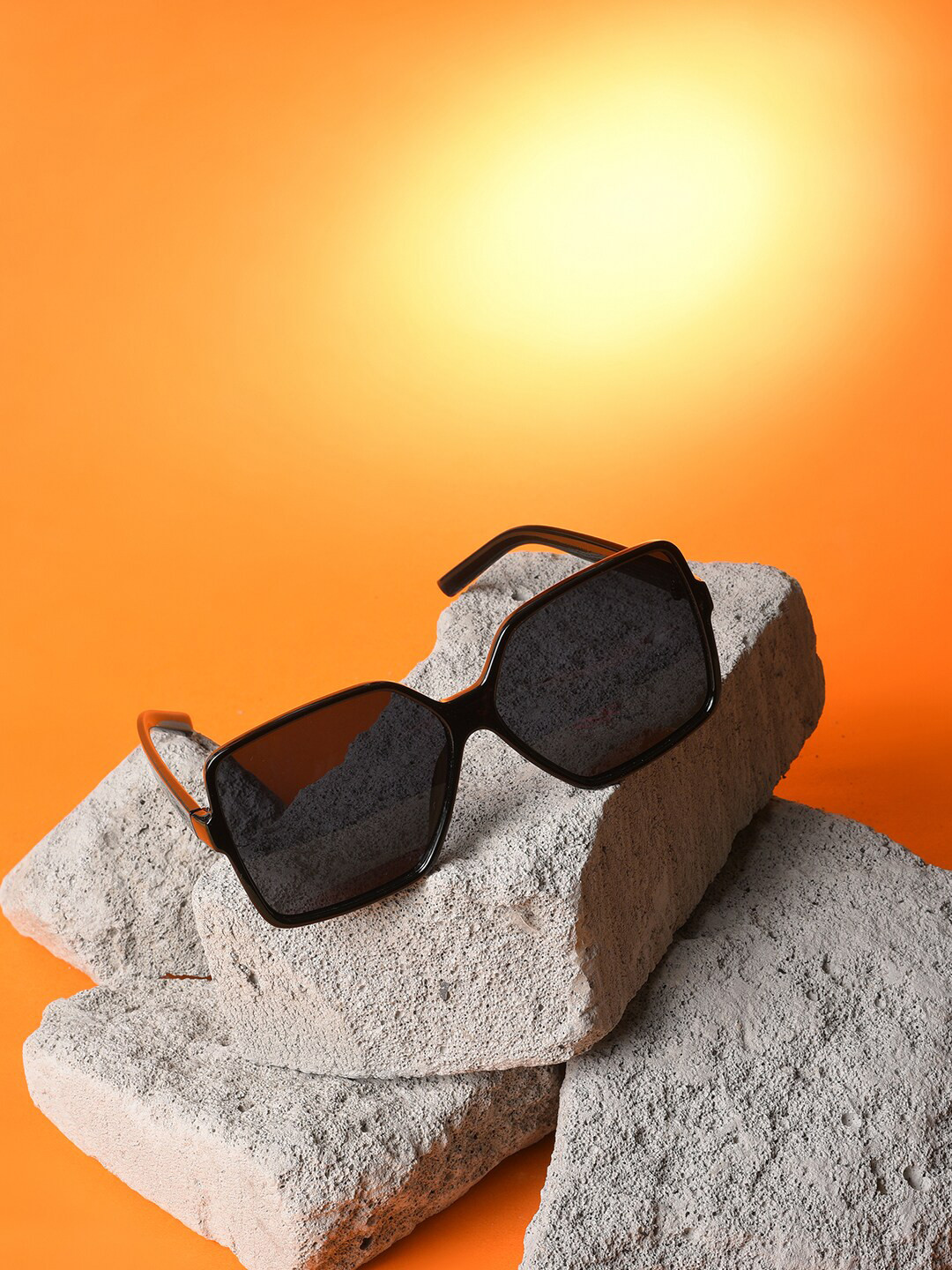 HAUTE SAUCE Unisex Black Lens & Black Rectangle Sunglasses UV Protected Lens