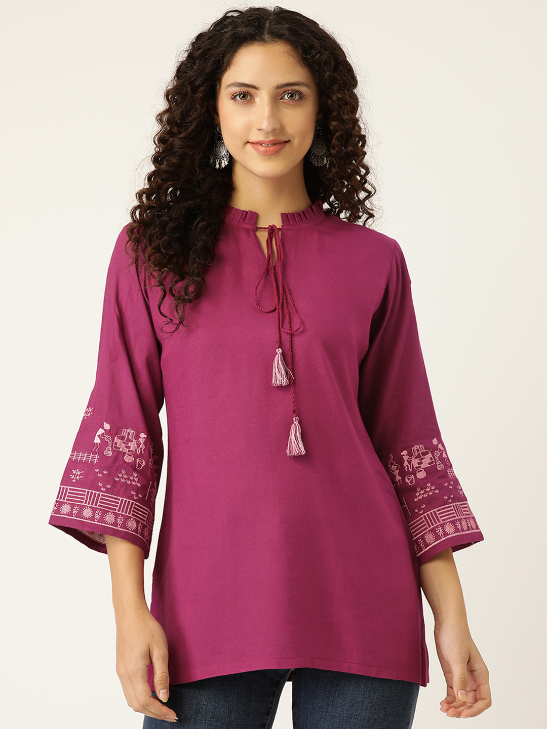 MissKurti Magenta Viscose Rayon Tunic