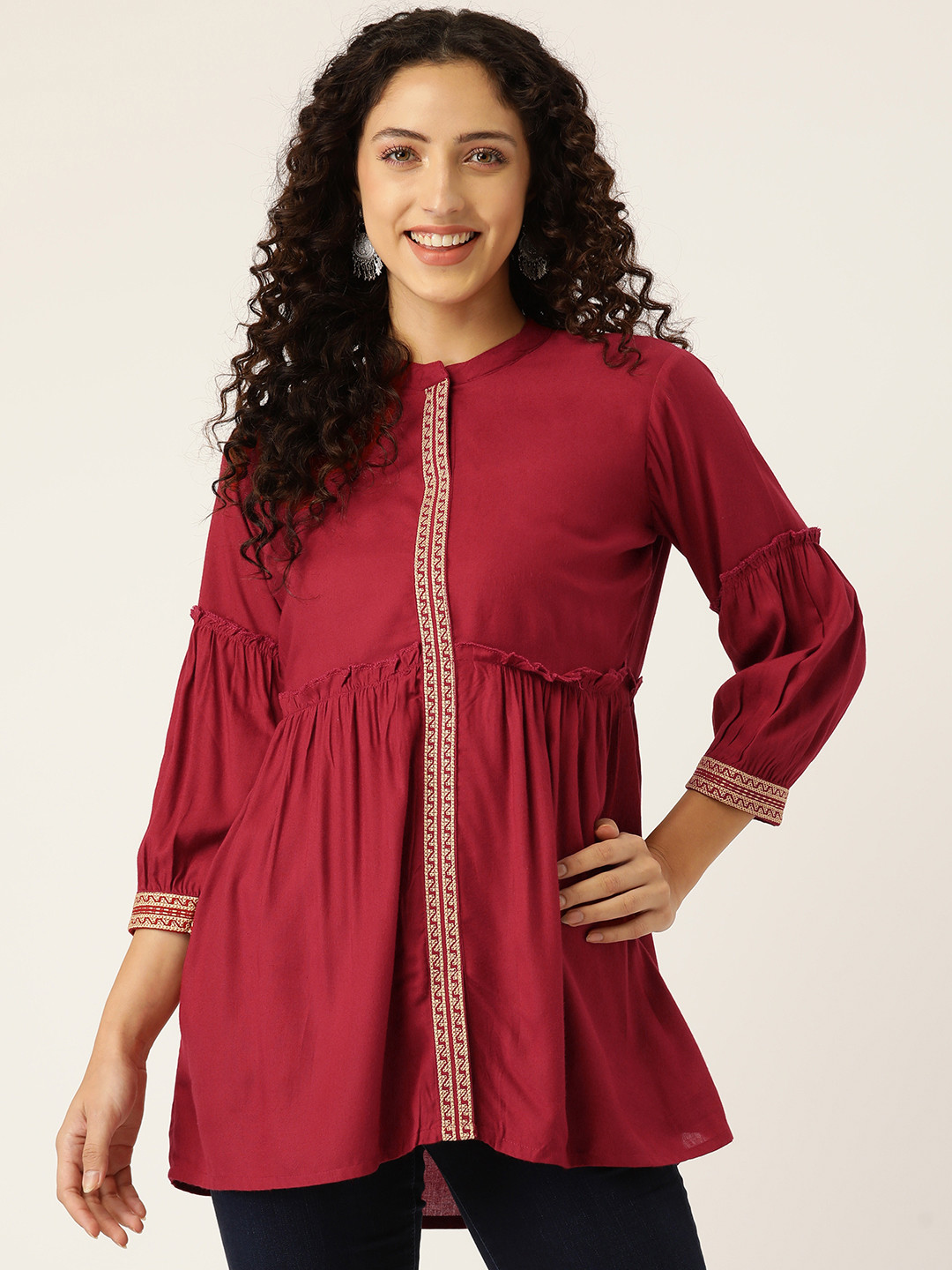 MissKurti Maroon Viscose Rayon Tunic