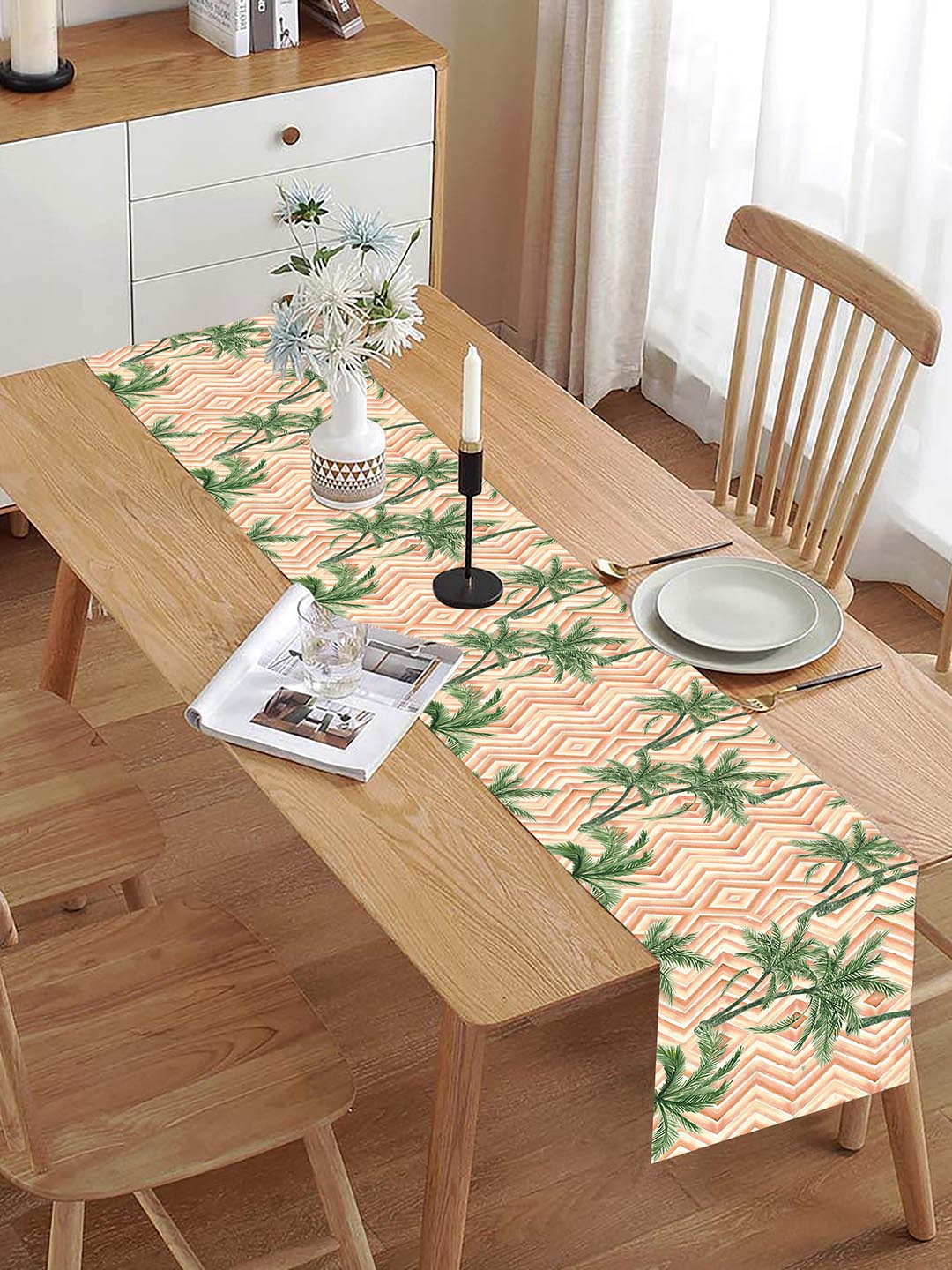 homewards Pink Floral Printed Table Runners