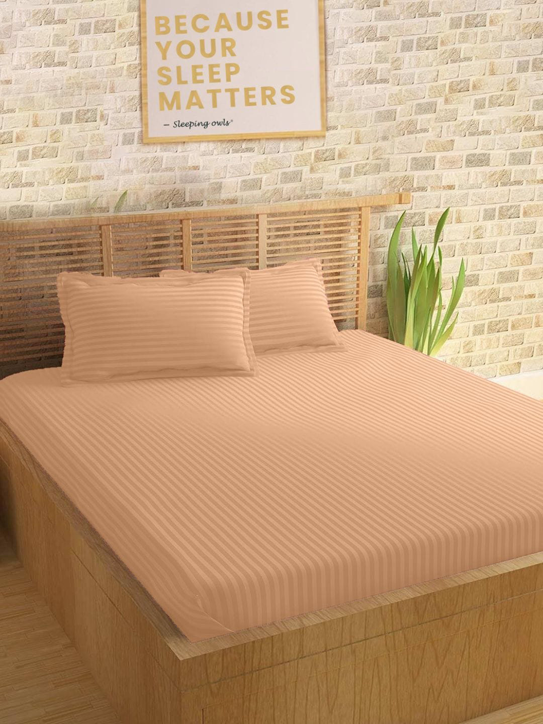 Sleeping Owls- because your sleep matters Unisex Peach Bedsheets