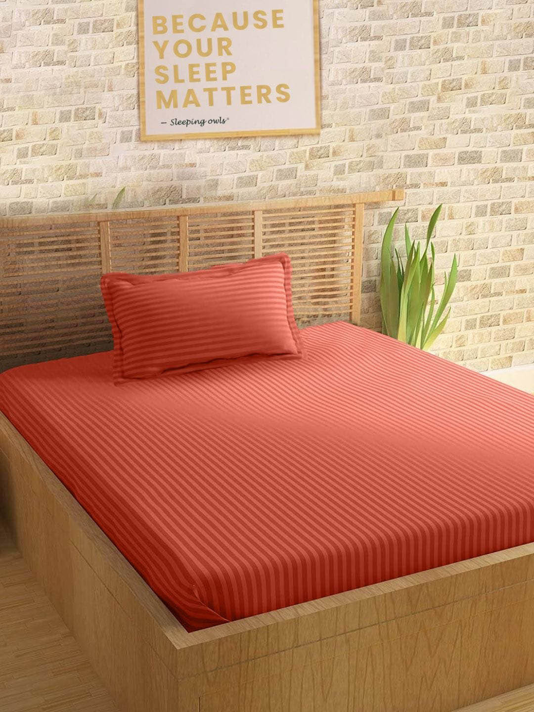 Sleeping Owls- because your sleep matters Unisex Rust Bedsheets