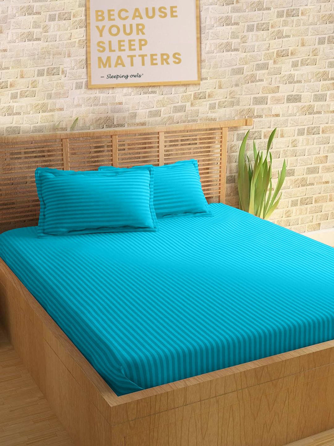 Sleeping Owls- because your sleep matters Unisex Turquoise Blue Bedsheets