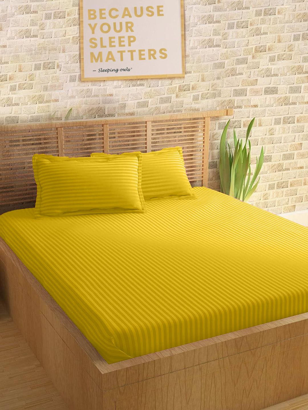 Sleeping Owls- because your sleep matters Unisex Yellow Bedsheets