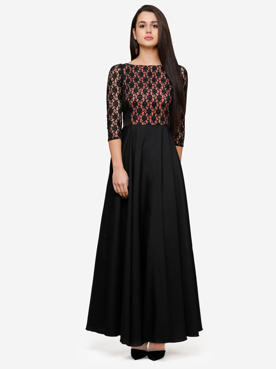 V&M Black & bright white Crepe Maxi Dress