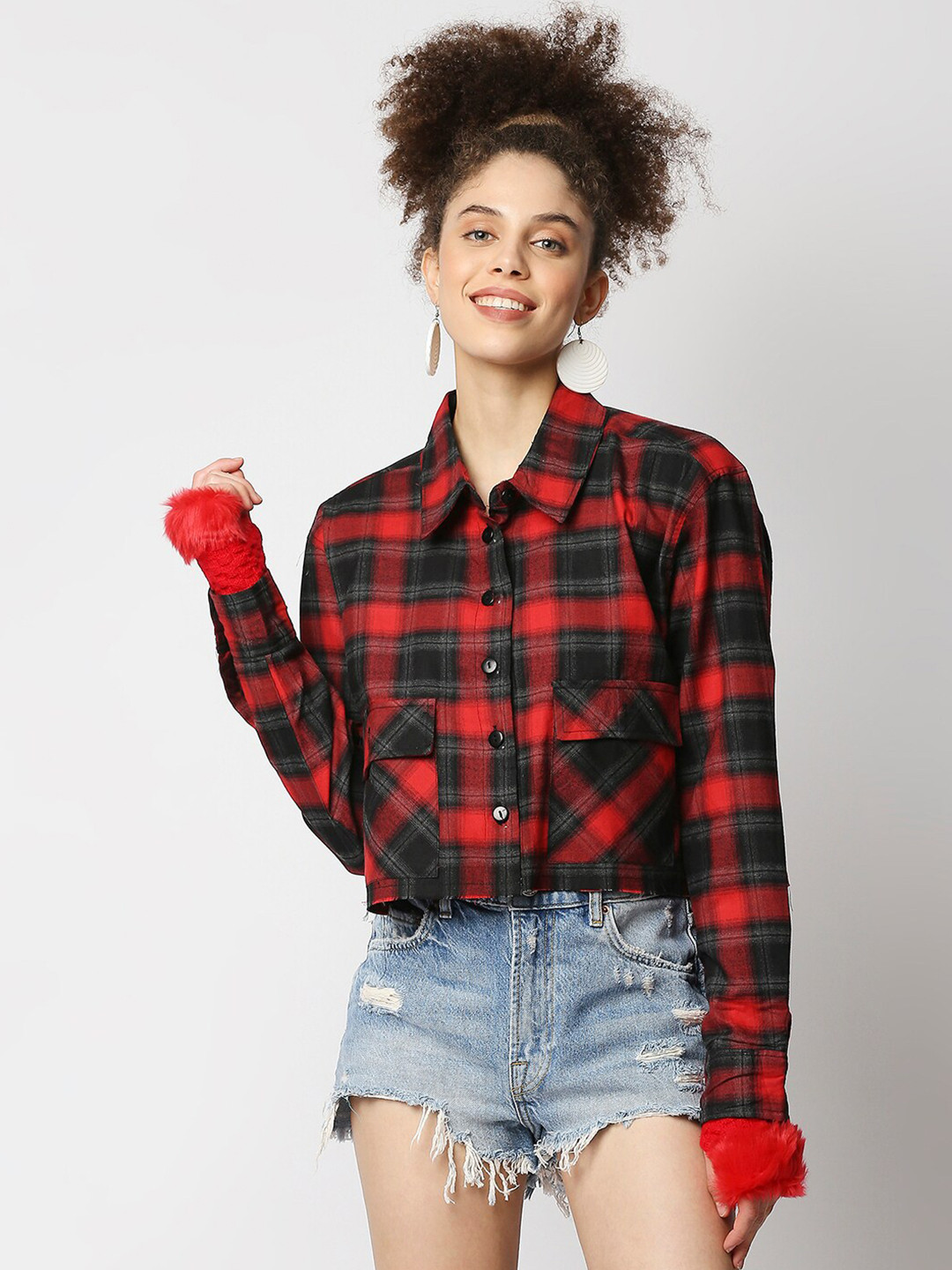 Remanika Women Brown Comfort Tartan Checks Checked Casual Shirt