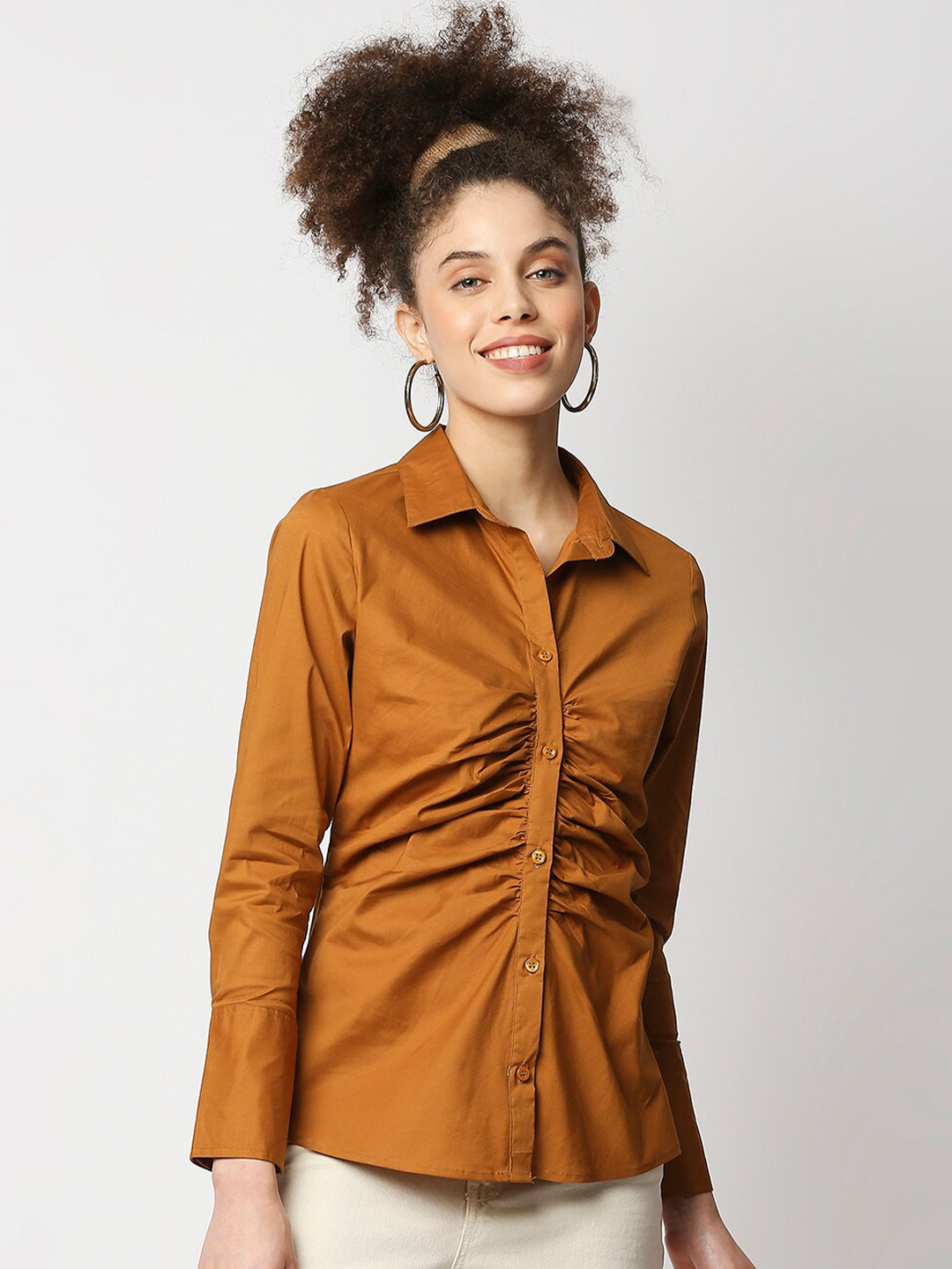 Remanika Women Tan Comfort Casual Shirt