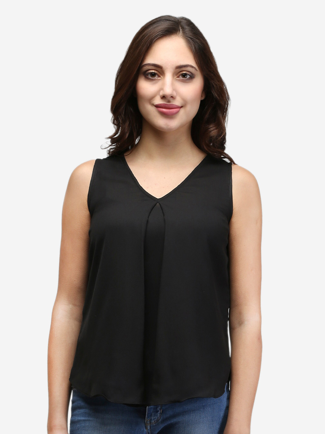 V&M Black & rifle green Crepe Top