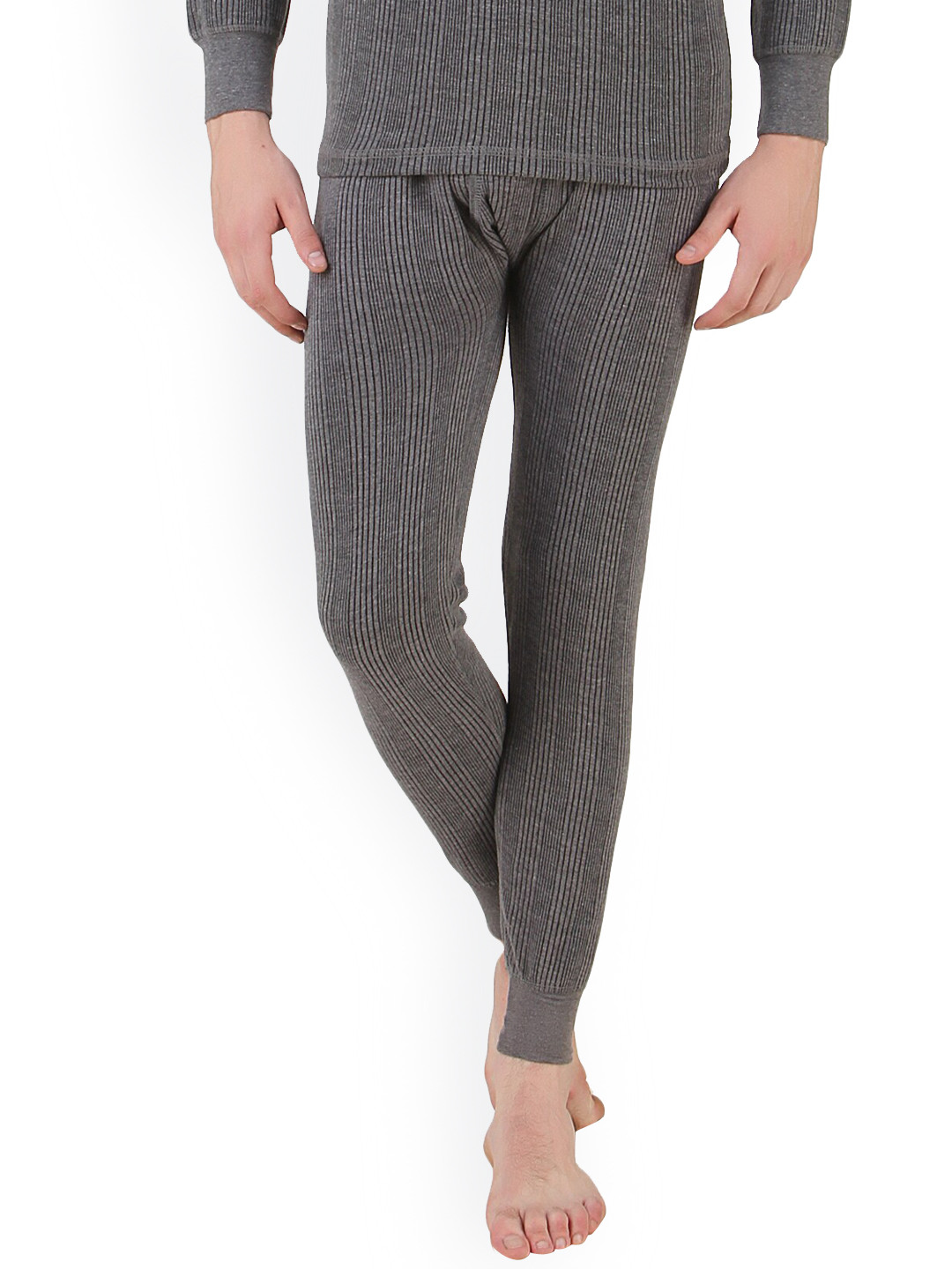 HAP Men Grey Solid Thermal Bottoms