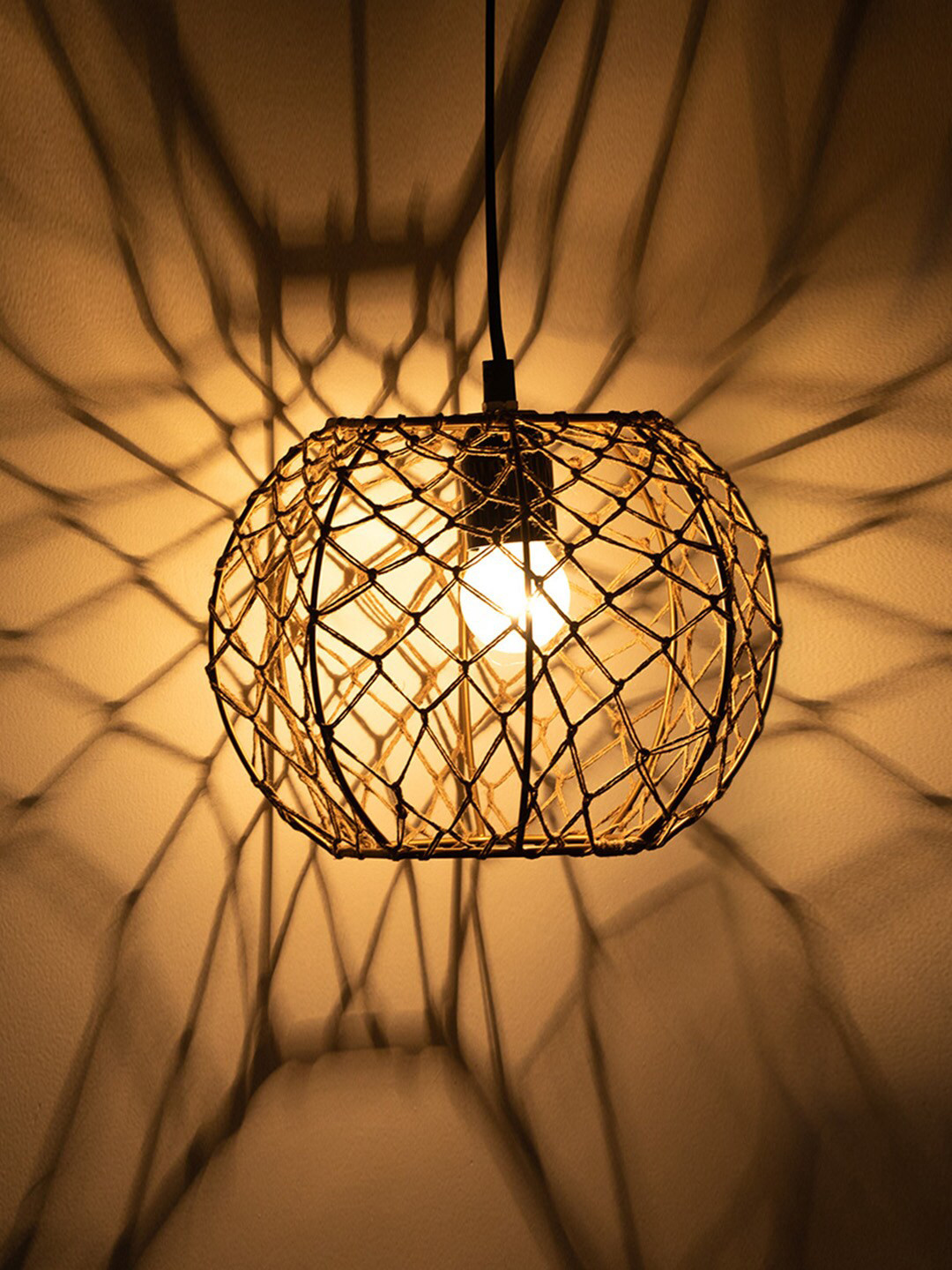ExclusiveLane Beige Solid Jute Ceiling Lamps