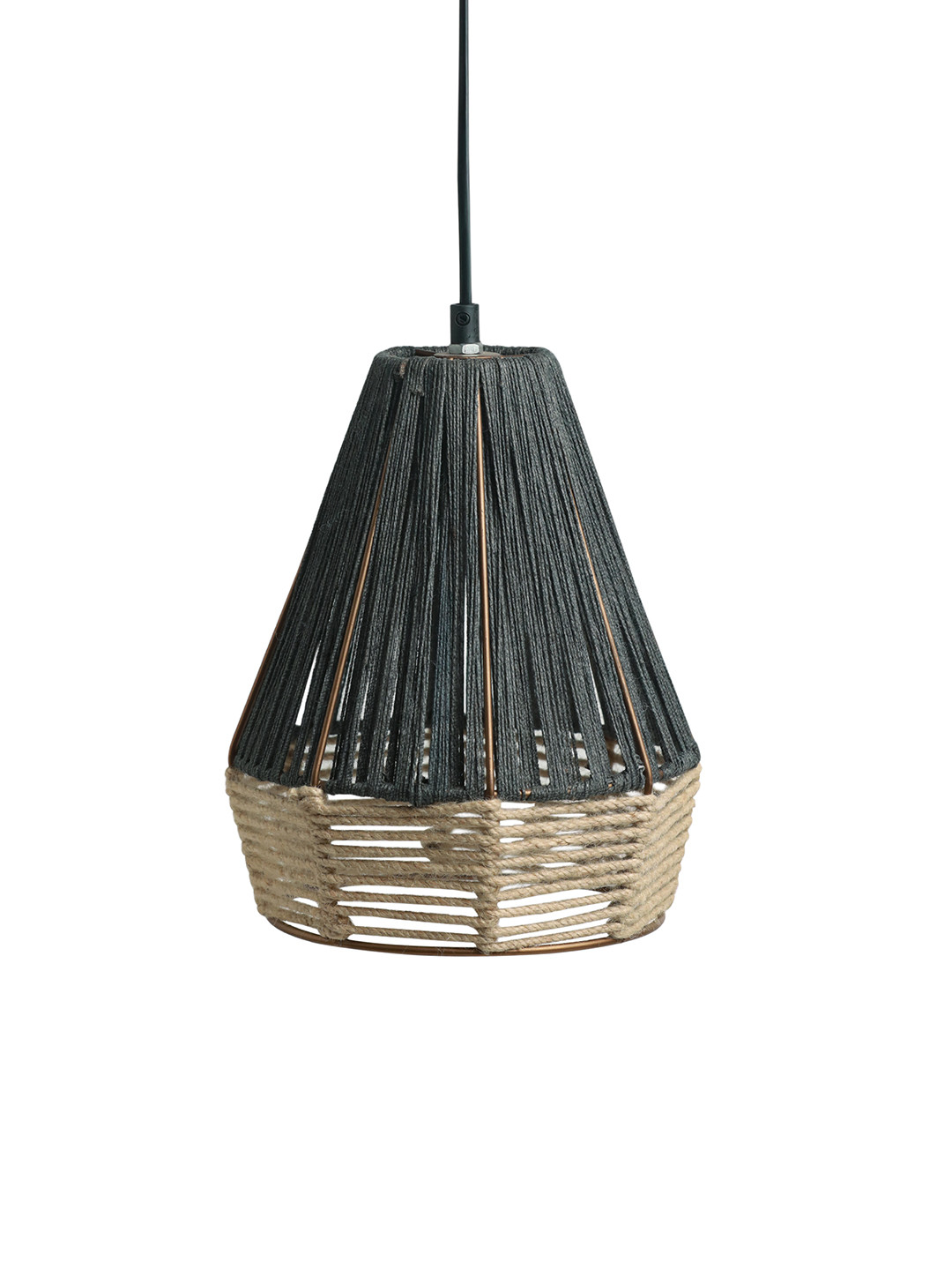 ExclusiveLane Dark-Brown  Beige Solid Handwoven Pyramidal Hanging Pendant Ceiling Lamps
