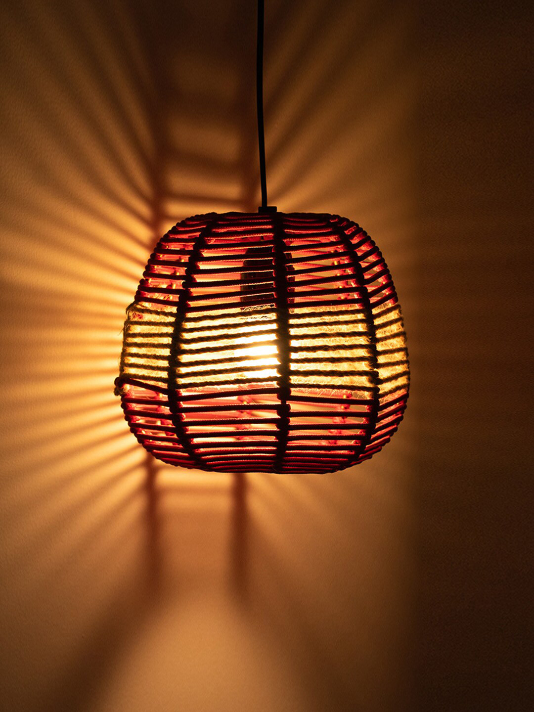 ExclusiveLane Red & Beige Spherical Hanging Pendant Ceiling Lamps