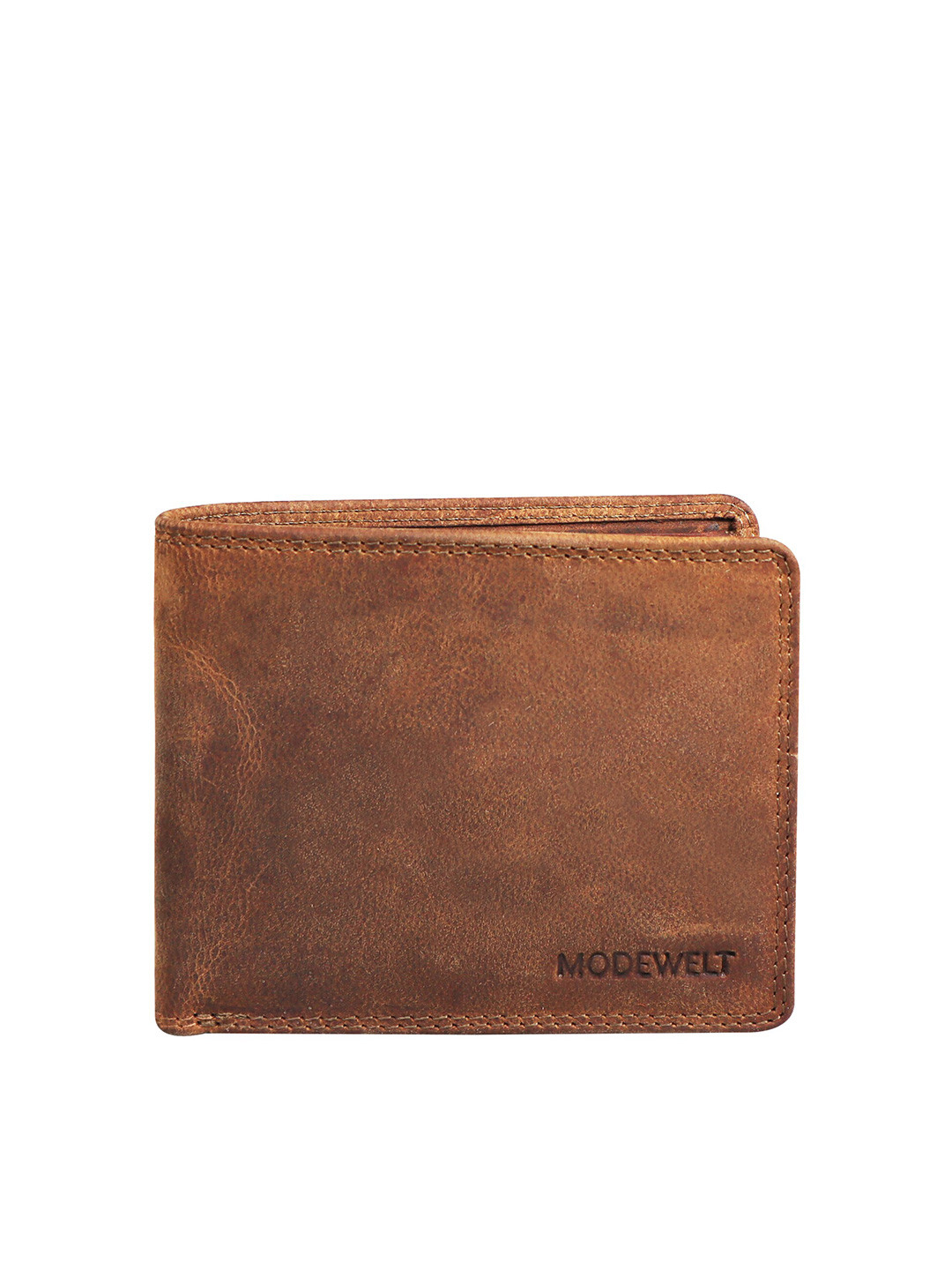 Modewelt Men Brown Leather Two Fold Wallet