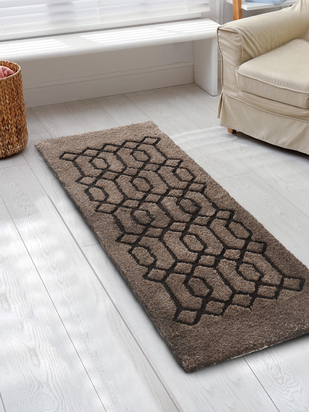 Saral Home Brown Geometric Print Pure Cotton Runners