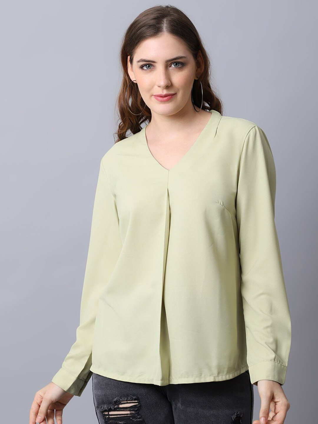 Cantabil Green Gathered & Pleated Top