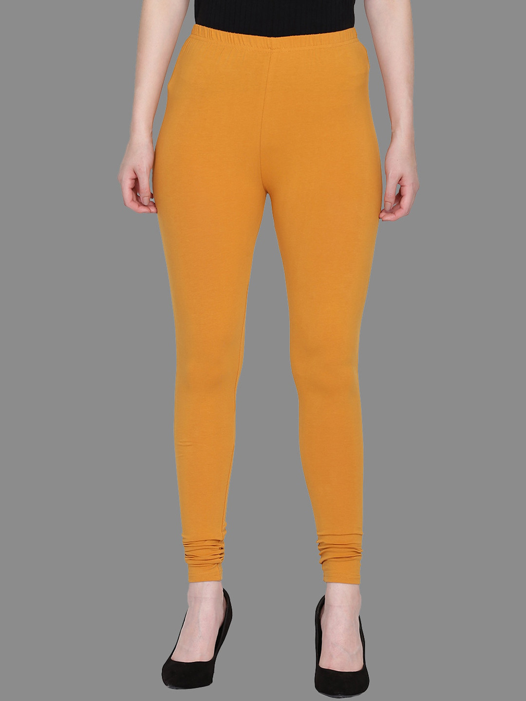 SPIFFY Women Mustard Yellow Solid Leggings