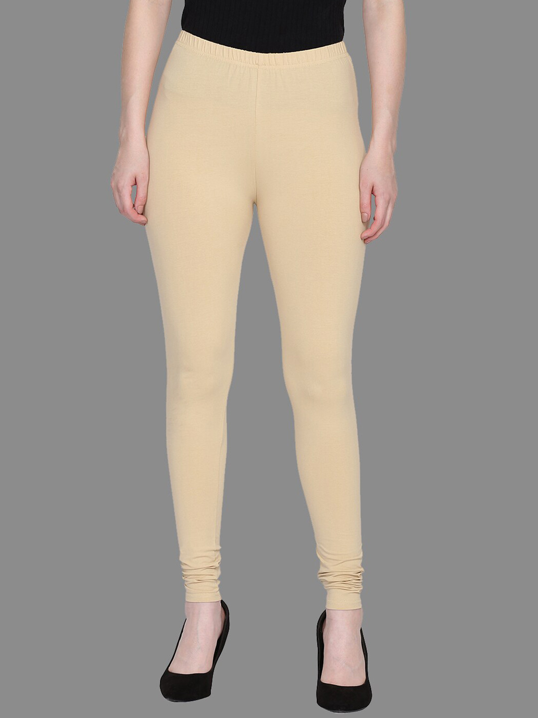 SPIFFY Women Cream-Coloured Solid Leggings