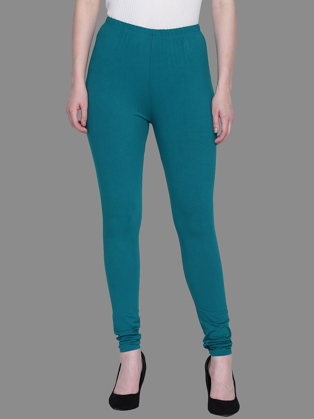 SPIFFY Women Teal Blue Solid Churidar Legging
