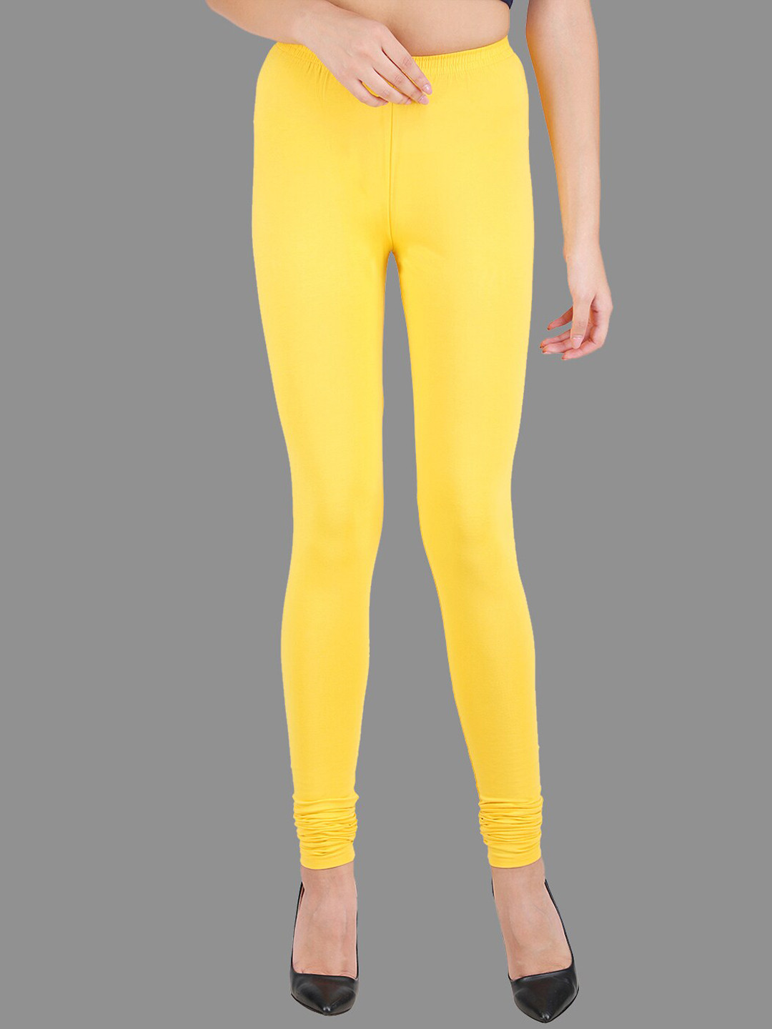 SPIFFY Women Yellow Solid Churidar Legging