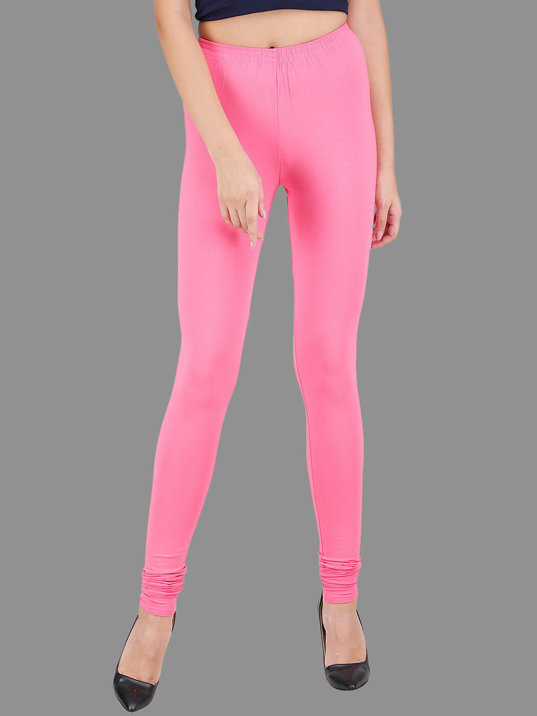 SPIFFY Women Plus Size Pink Solid Churidar