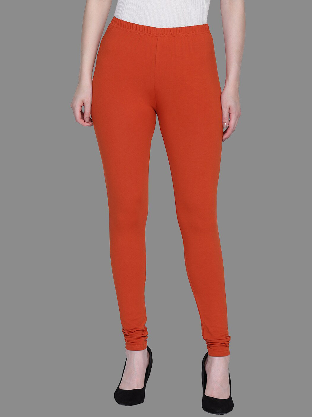 SPIFFY Women Rust Red Solid Churidar Legging