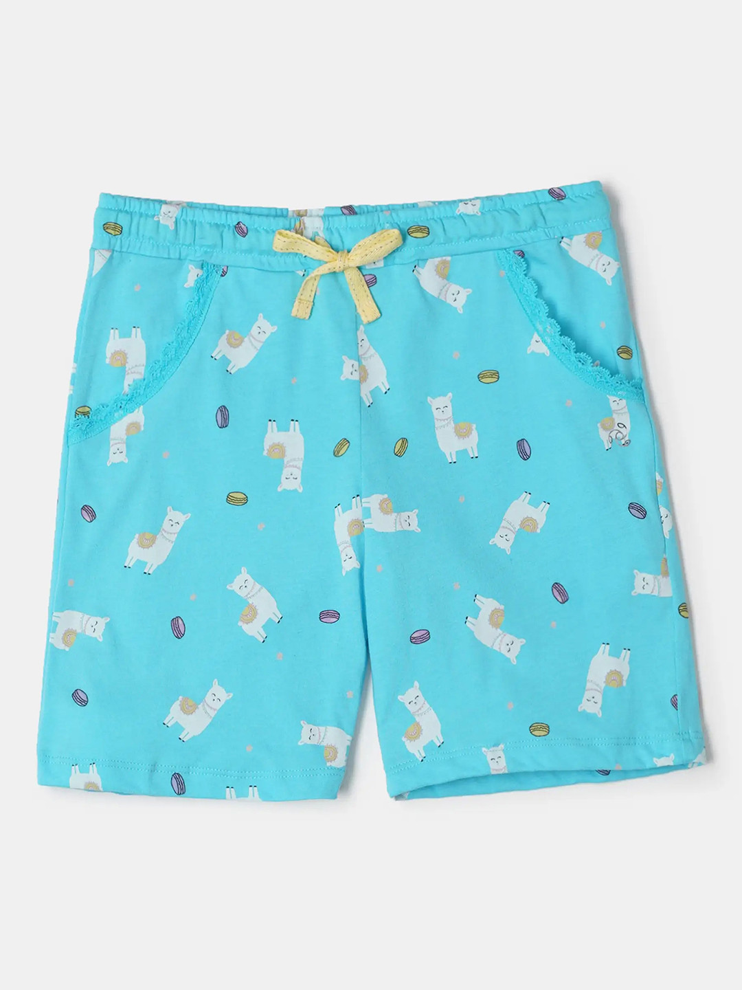 Jockey Girls Cotton Printed Relaxed Fit Shorts With Drawstrings Closure-RG03