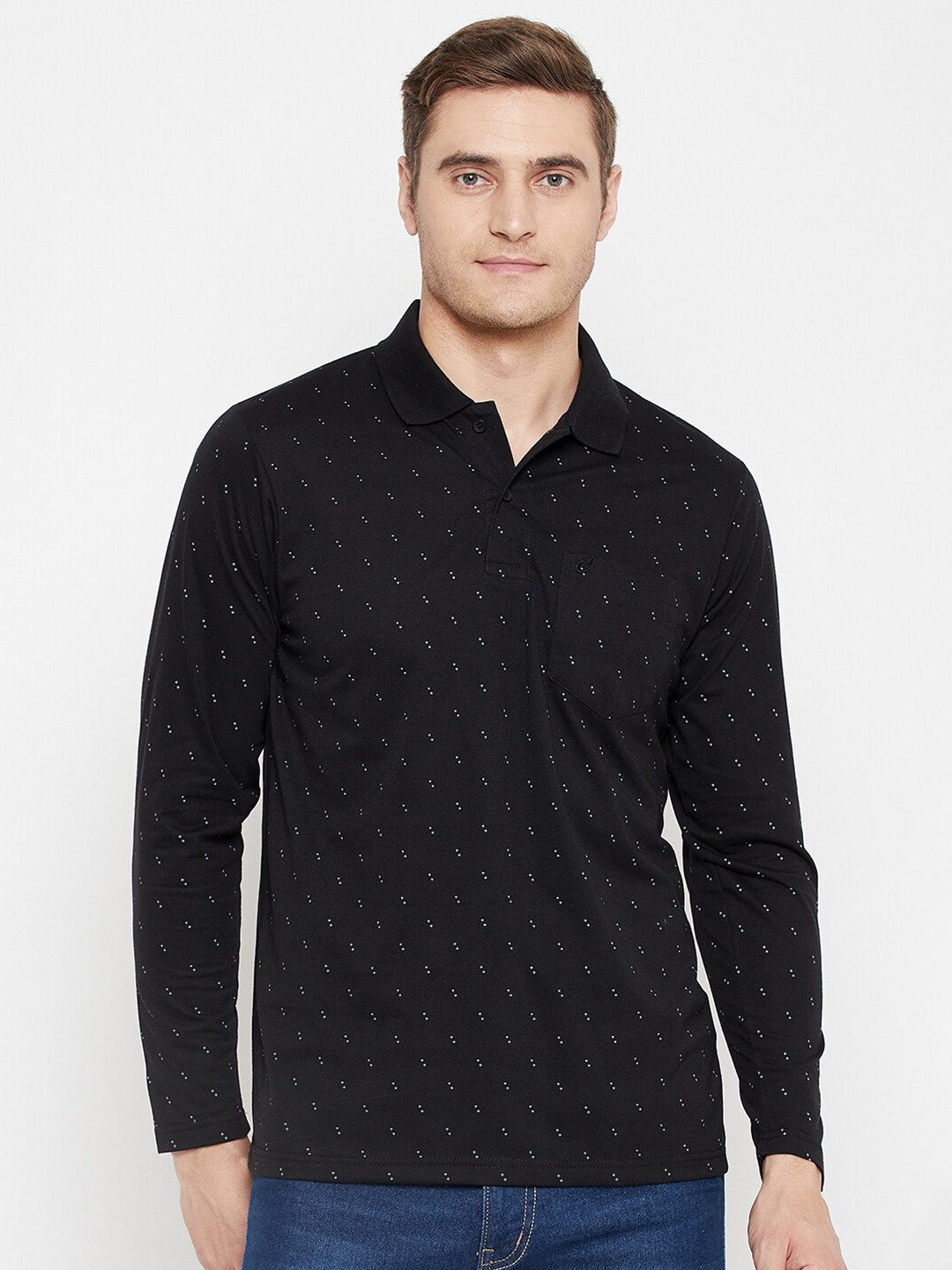 Camey Men Black & french middle red purple Printed Polo Collar T-shirt