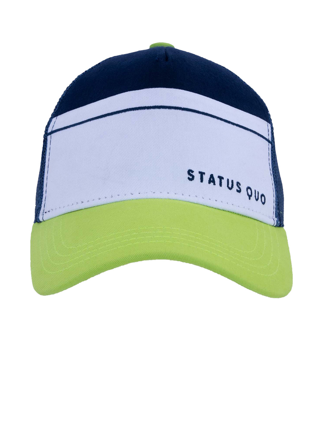 Status Quo Men Lime Green & White Colourblocked Cotton Baseball Cap
