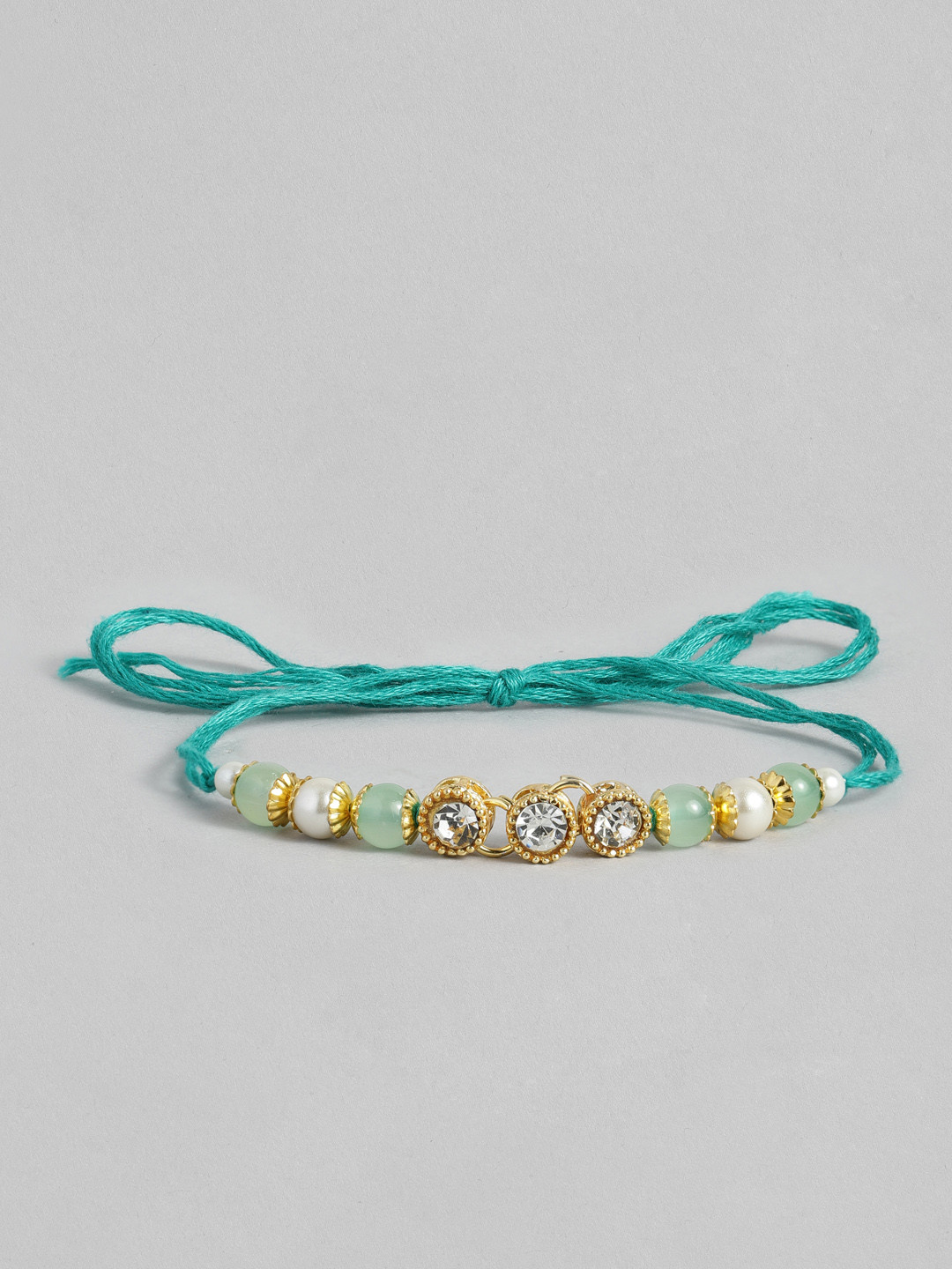 I Jewels Blue & White Beads Studded Rakhi