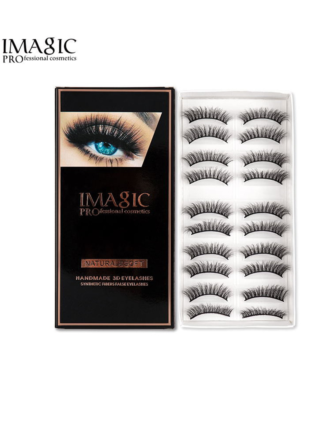 IMAGIC 10 Pairs Black Natural & Soft Handmade 3D False Eyelashes - L08