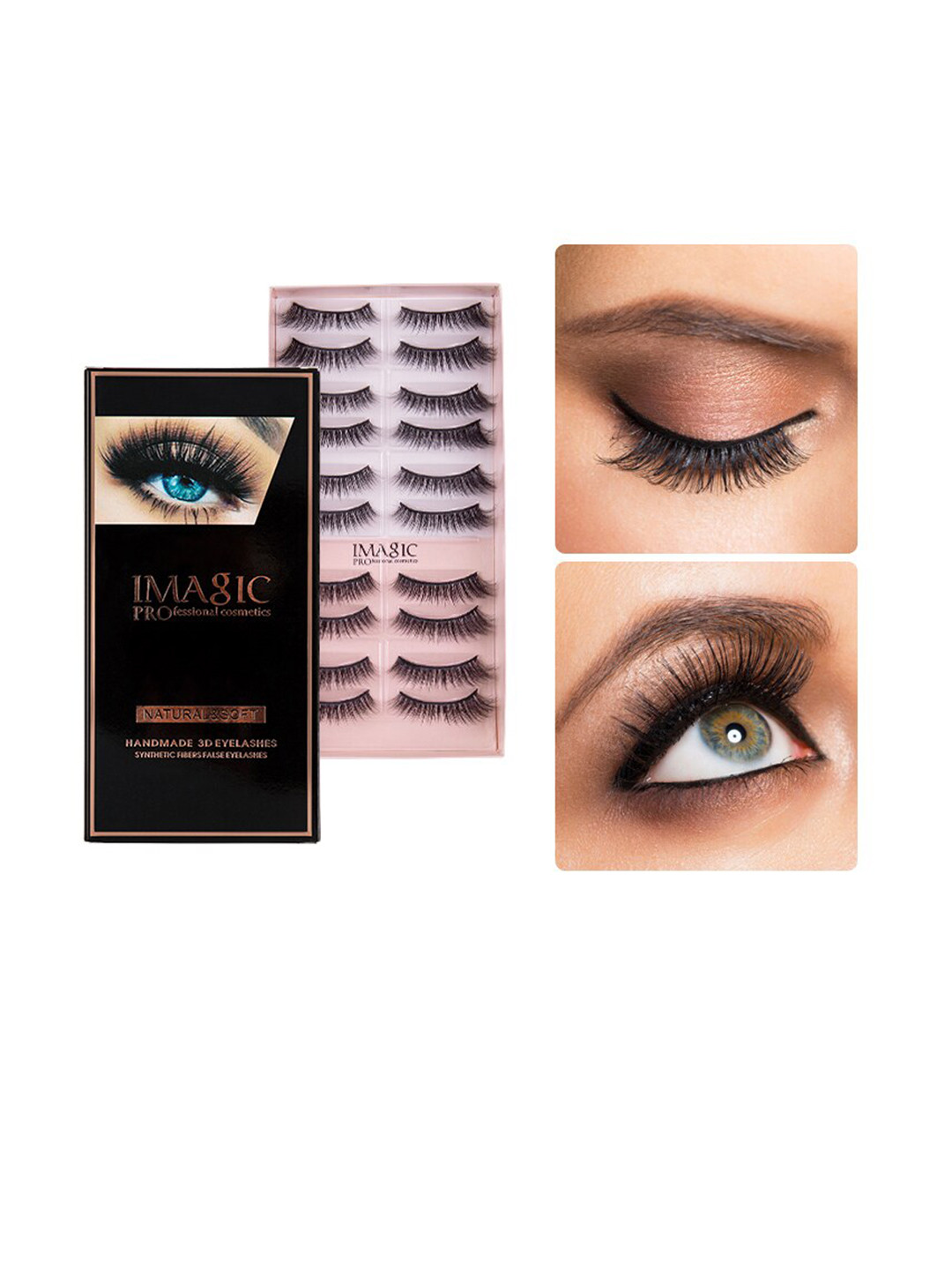 IMAGIC 10 Pairs Black Natural & Soft Handmade 3D False Eyelashes - L02
