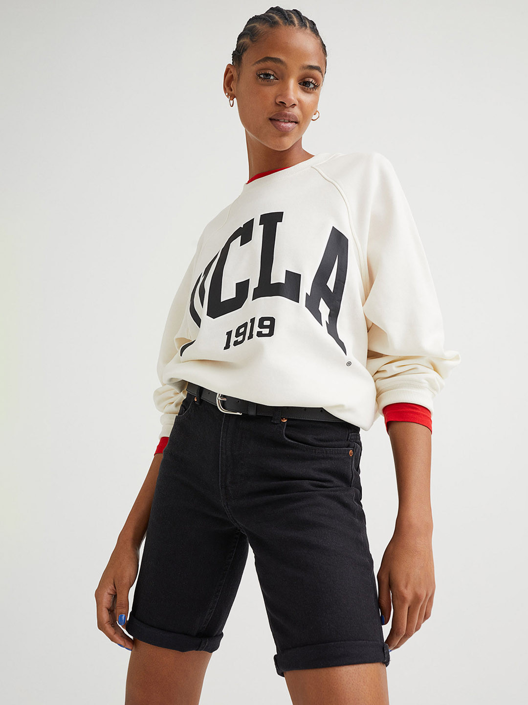 H&M Women Black High Waist Denim Shorts