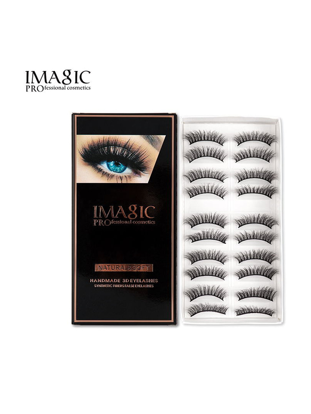 IMAGIC 10 Pairs Black Natural & Soft Handmade 3D False Eyelashes - L09