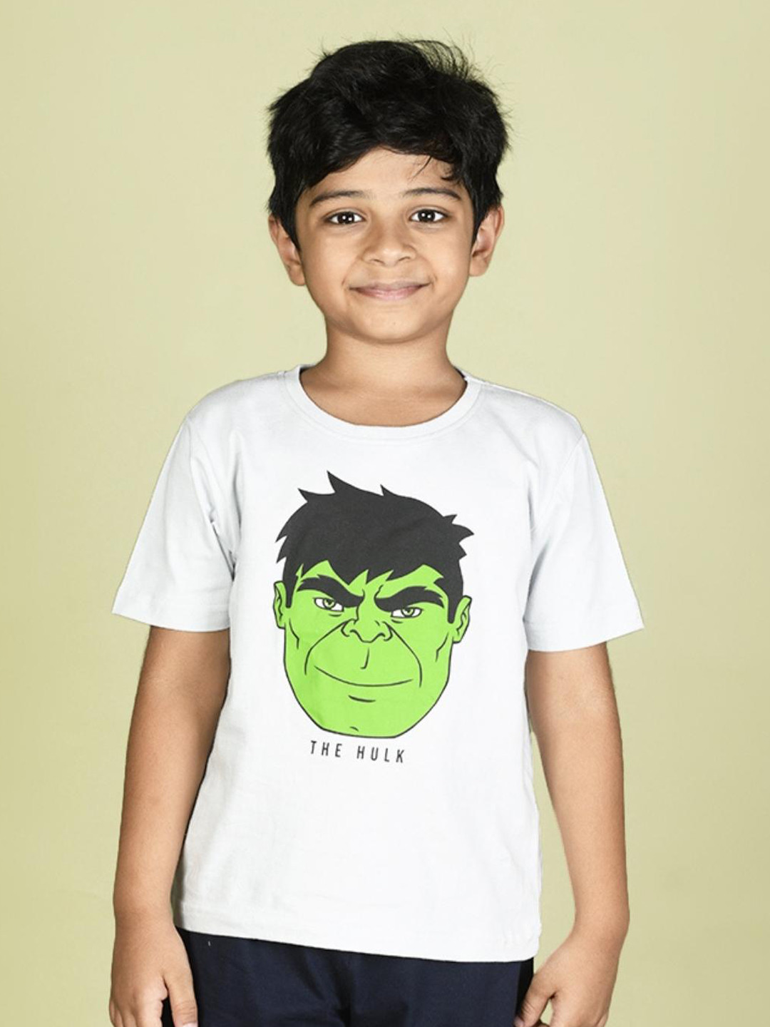 Nap Chief Kids Grey Hulk Printed Pure Cotton Slim Fit T-shirt