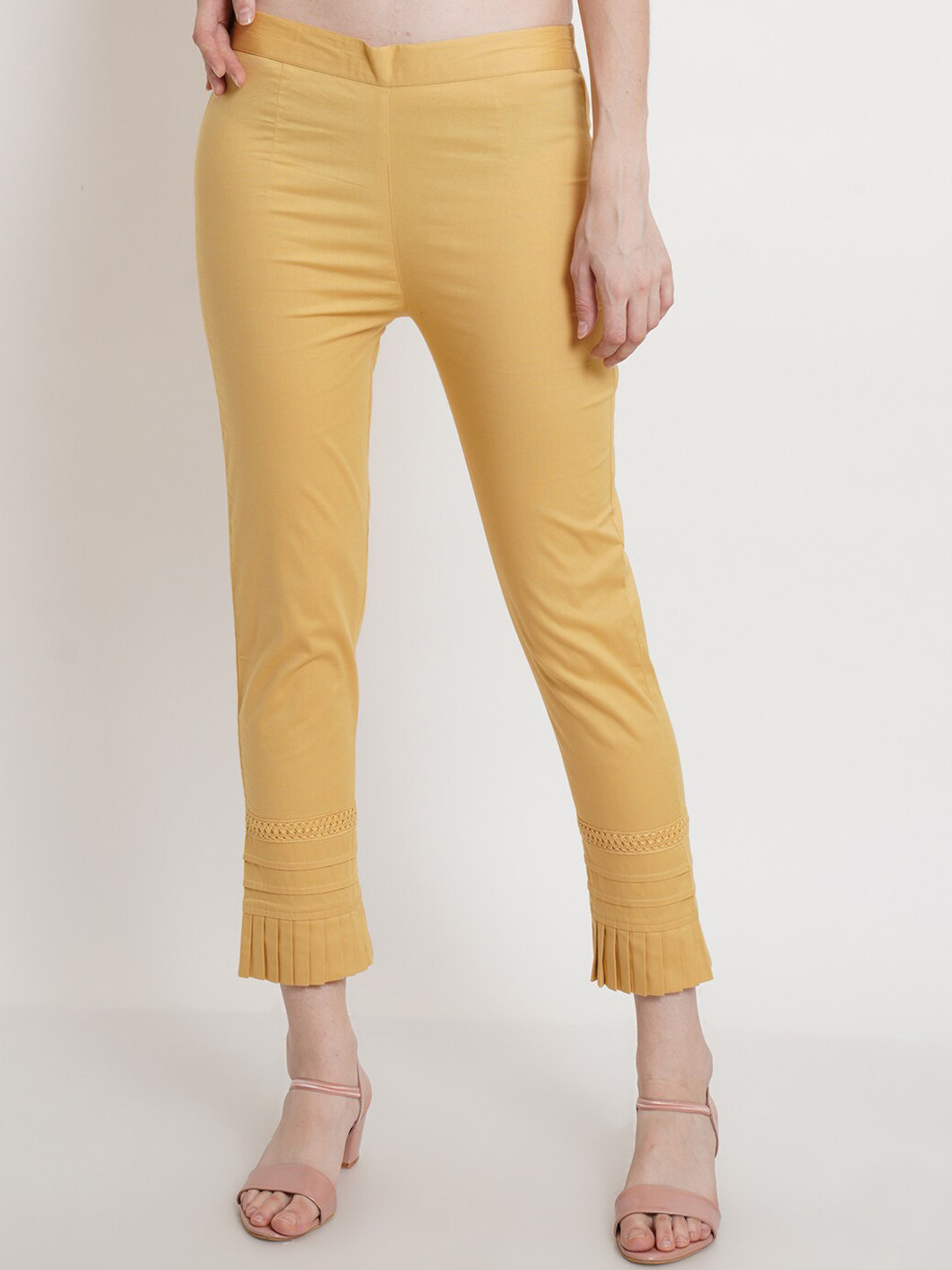 Popwings Women Gold-Toned Smart Trousers