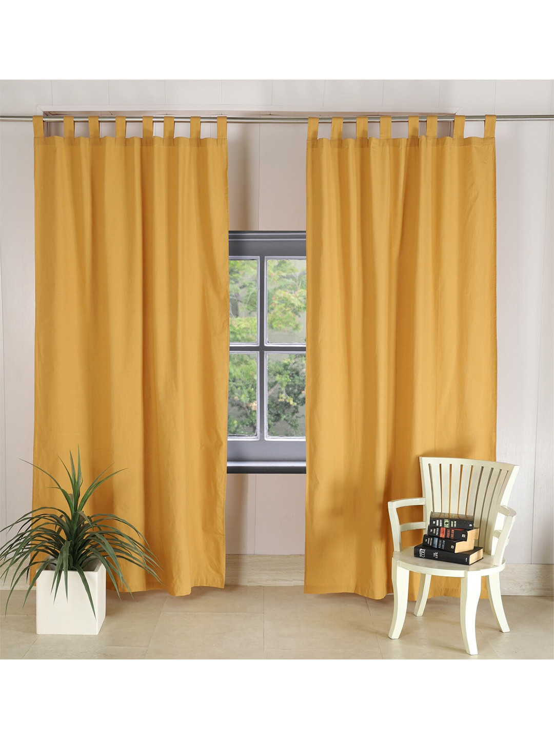 HANDICRAFT PALACE Beige Set of 2 Black Out Door Curtain