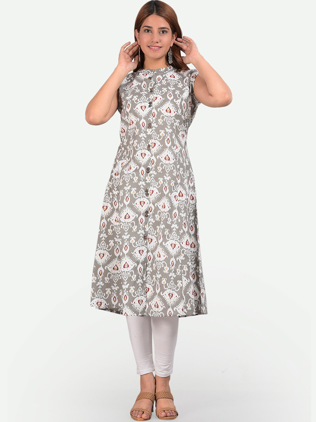 KALINI Women Off White & delicacy Floral Printed Floral Kurta
