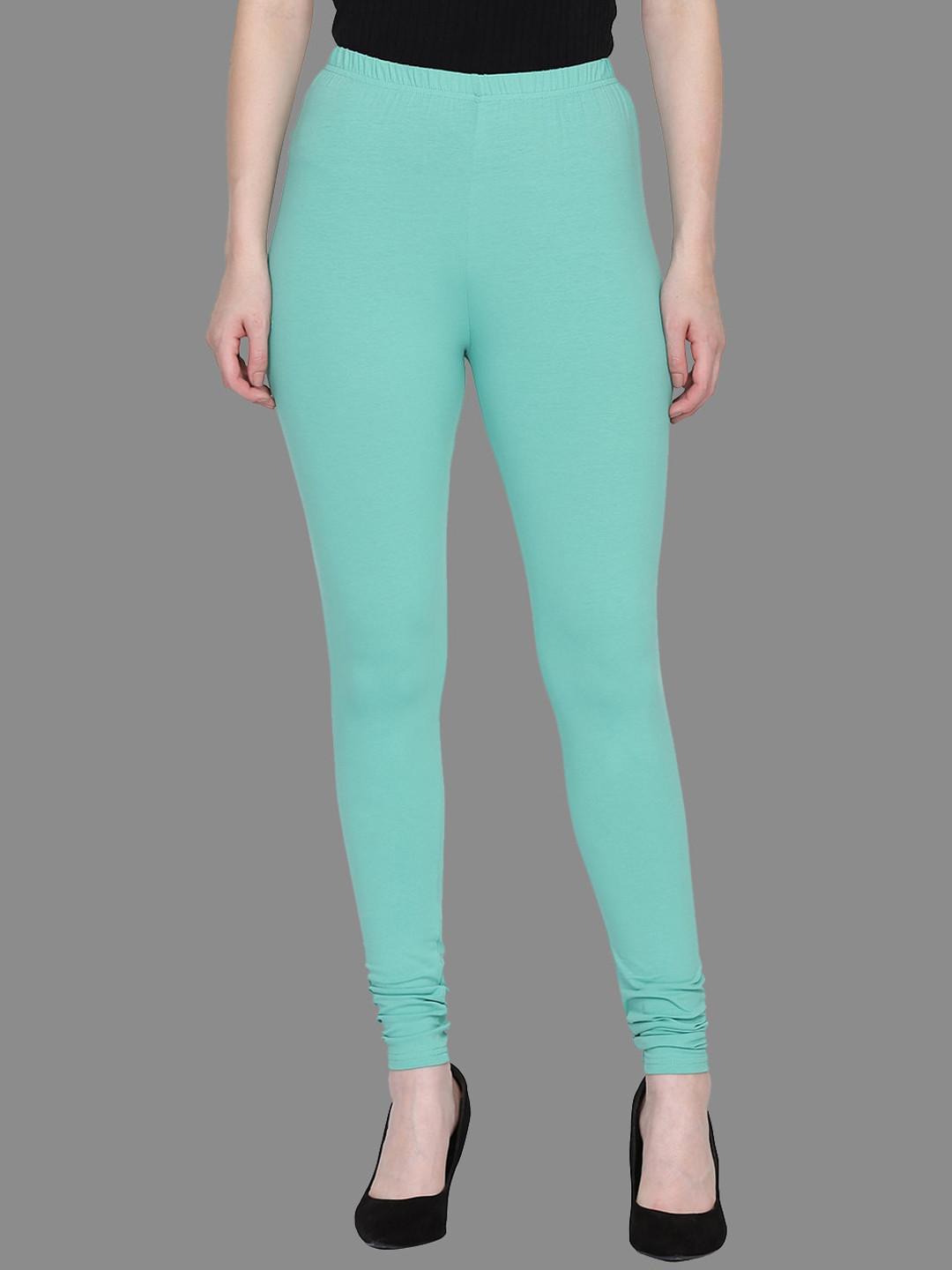 SPIFFY Women + Size Sea Green Slim Fit Solid Churidar