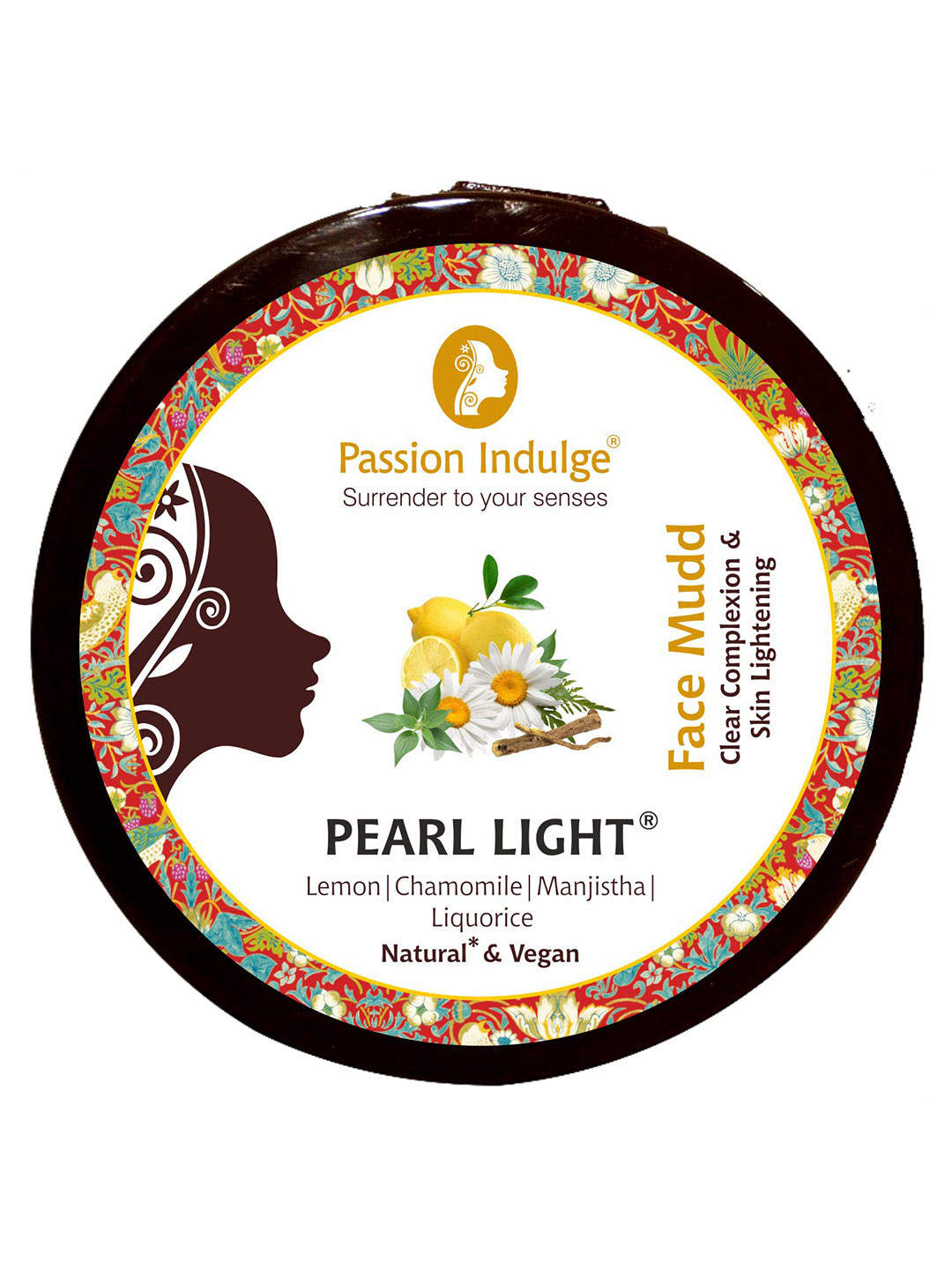 Passion Indulge Natural & Vegan Pearl Light Face Mudd Mask with Lemon & Chamomile - 250 g