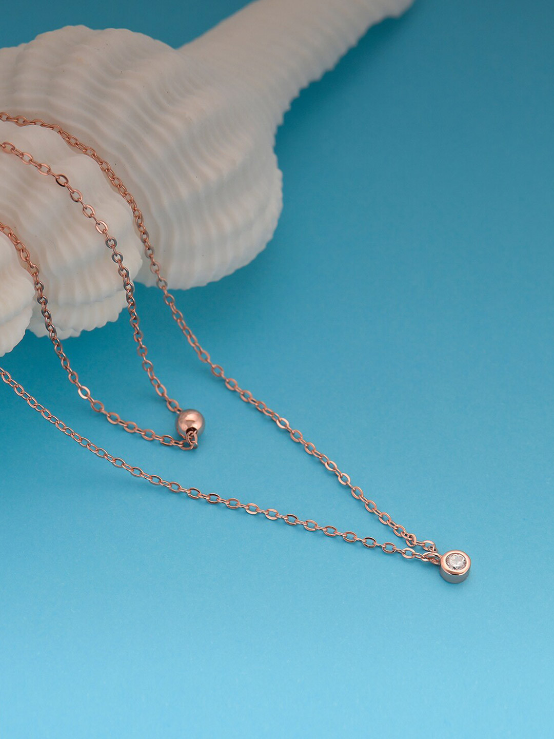 GIVA 925 Sterling Silver Rose Gold Plated Mellifluous Layered Necklace