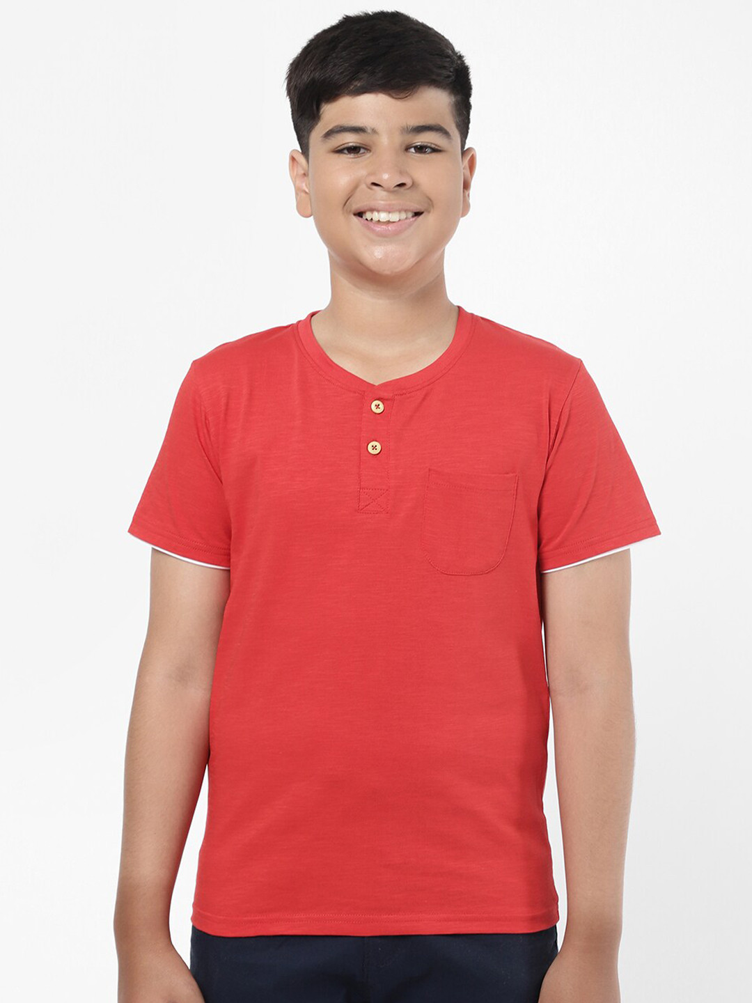 R&B Boys Red Henley Neck T-shirt